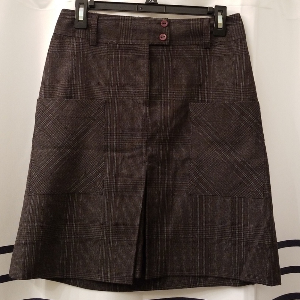 Knee Lenght Skirt - plaid printed